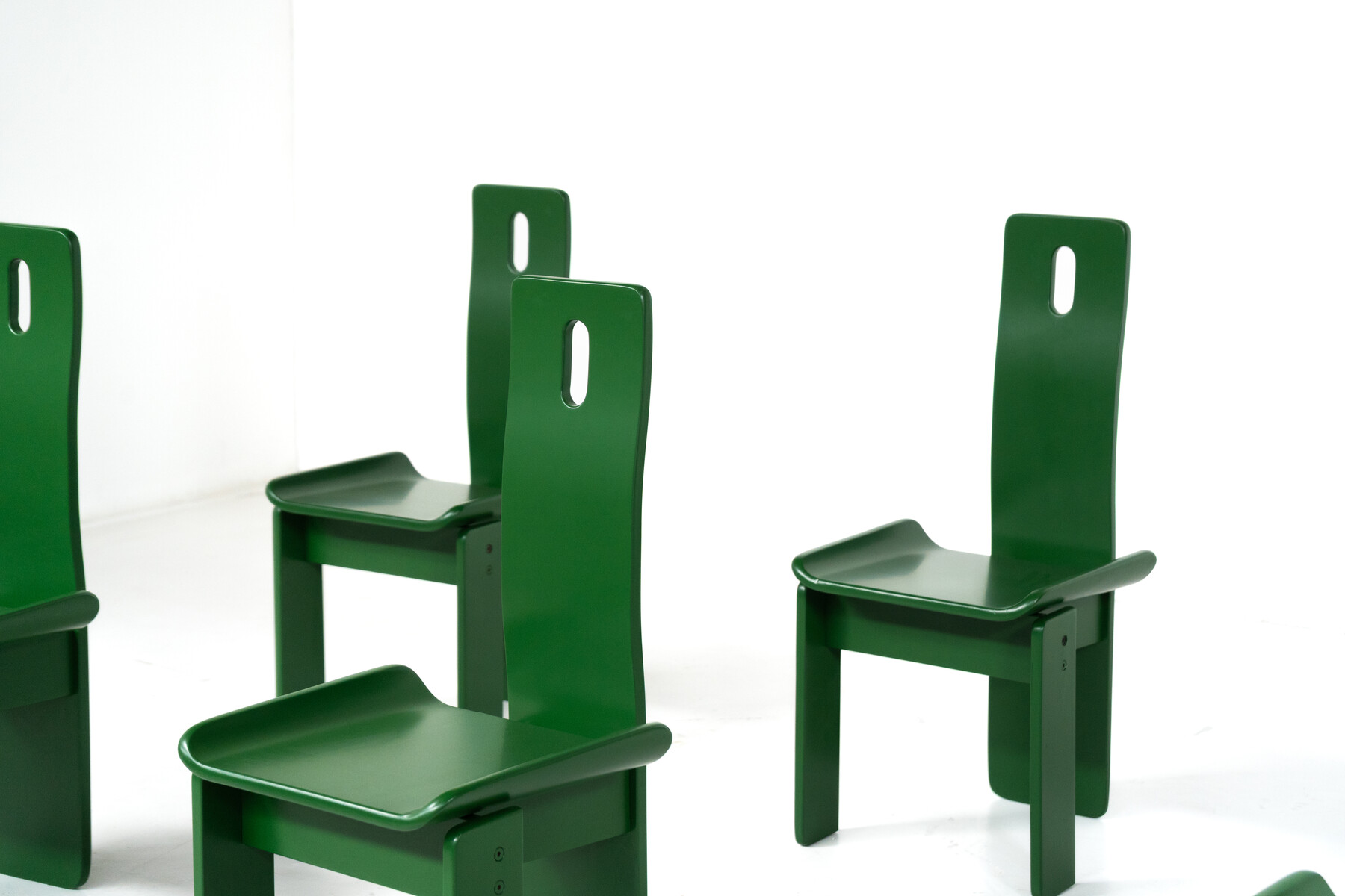 Set of 6 Green Diago Chairs by Edoardo Landi for Nikol, 1970s