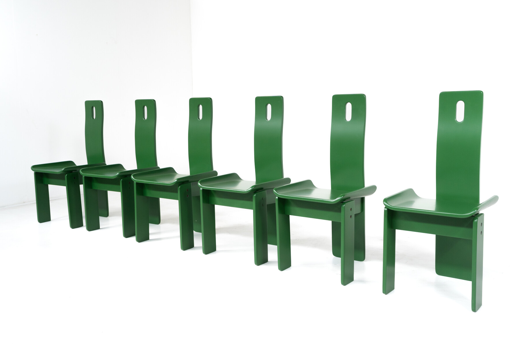 Set of 6 Green Diago Chairs by Edoardo Landi for Nikol, 1970s