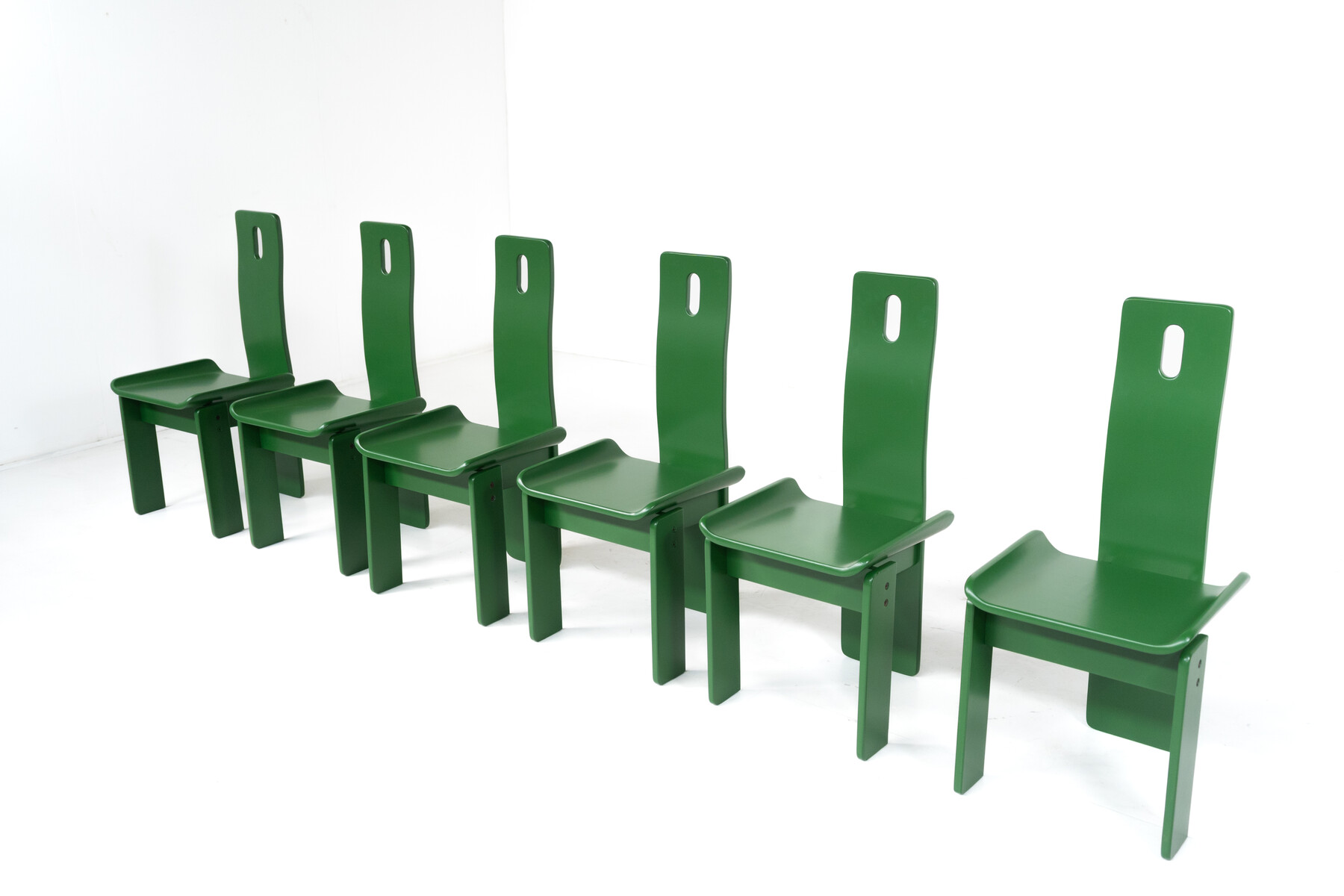 Set of 6 Green Diago Chairs by Edoardo Landi for Nikol, 1970s