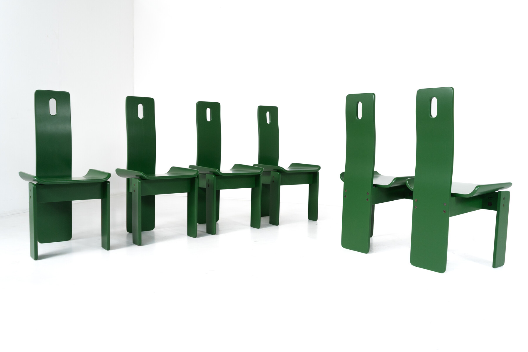 Set of 6 Green Diago Chairs by Edoardo Landi for Nikol, 1970s