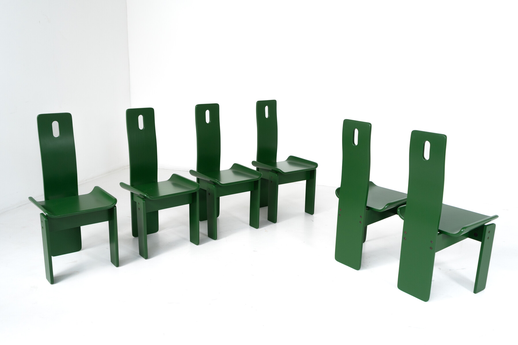 Set of 6 Green Diago Chairs by Edoardo Landi for Nikol, 1970s