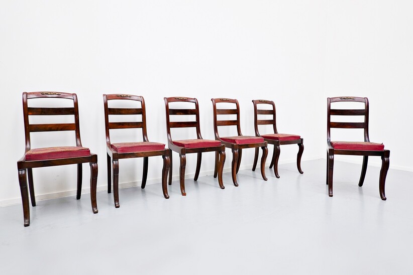 Set of 6 mahogany Charles X chairs