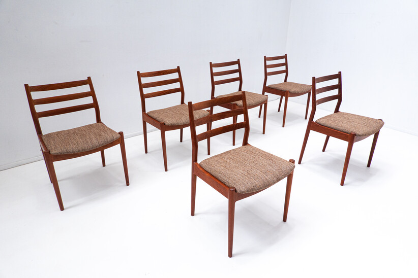 Set of 6 Mid-Century Scandinavian Wooden Chairs - 1960s