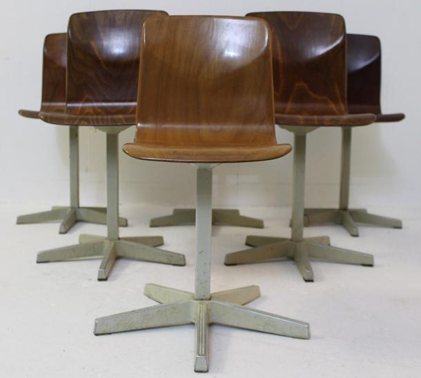 Set Of 6 School Chairs child model 'Pagholz' By Elmar Flöttoto, Germany 1960s