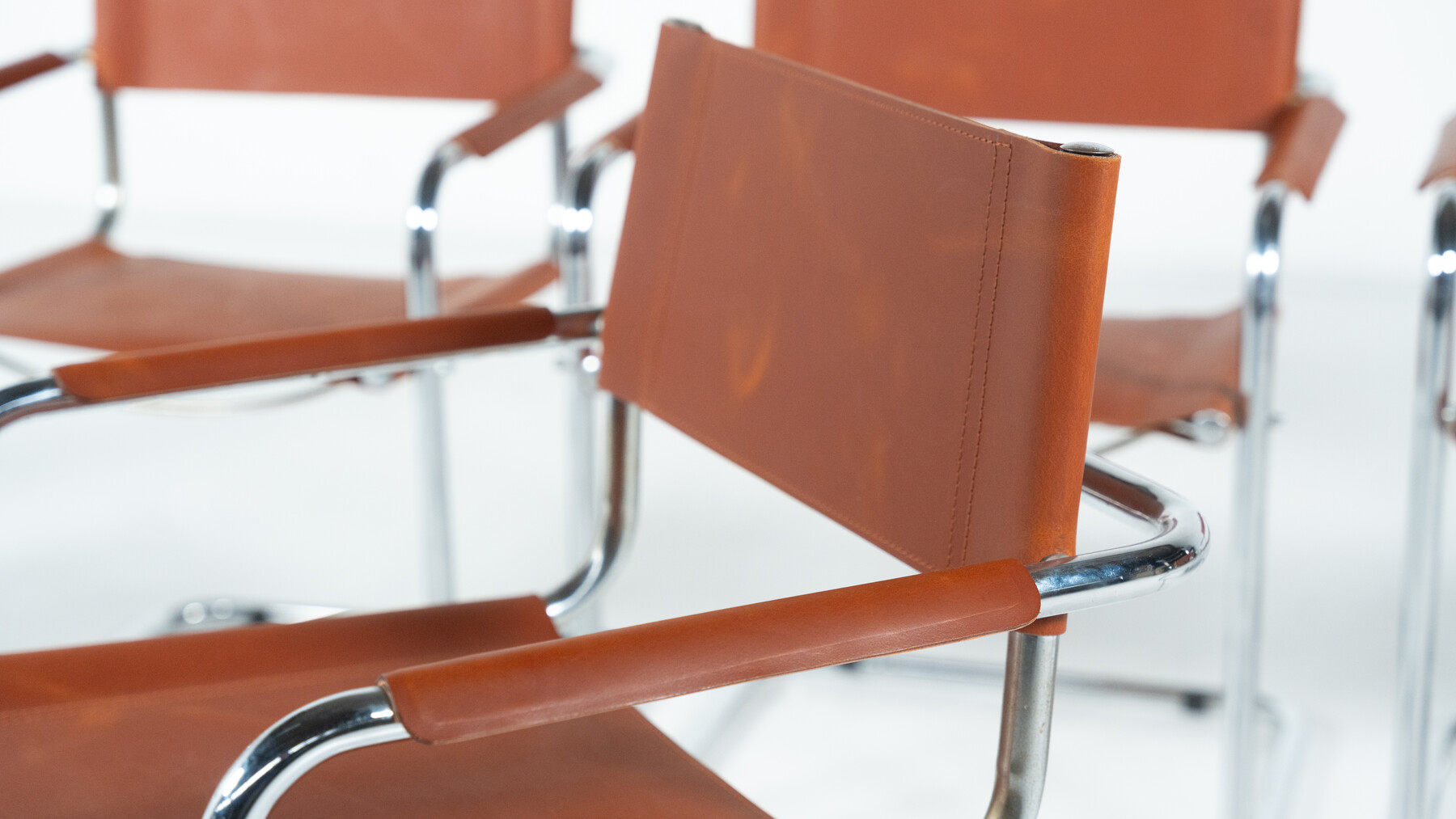 Set of 6 Tubular Armchairs by Mart Stam and Marcel Breuer, Leather