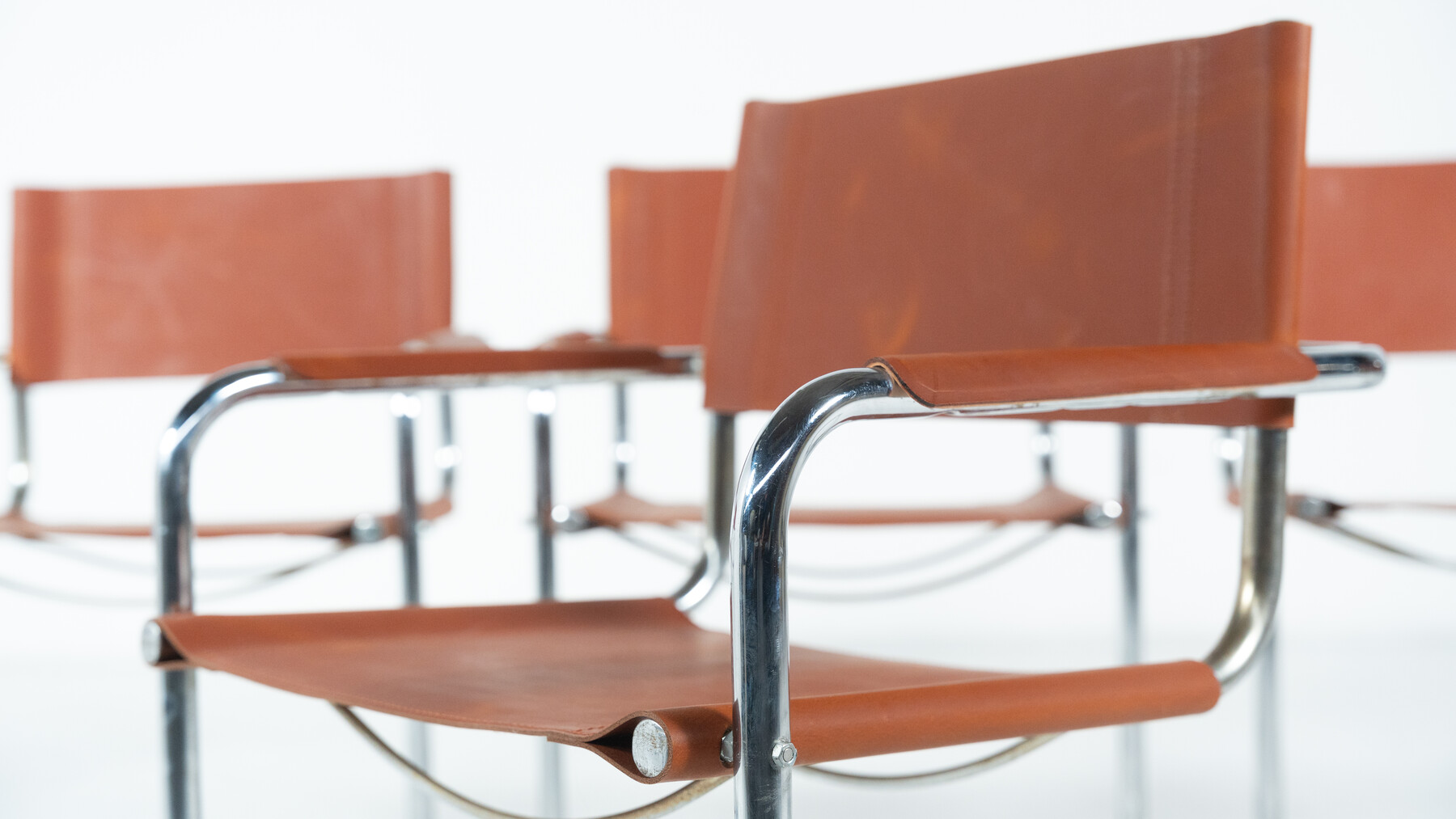 Set of 6 Tubular Armchairs by Mart Stam and Marcel Breuer, Leather
