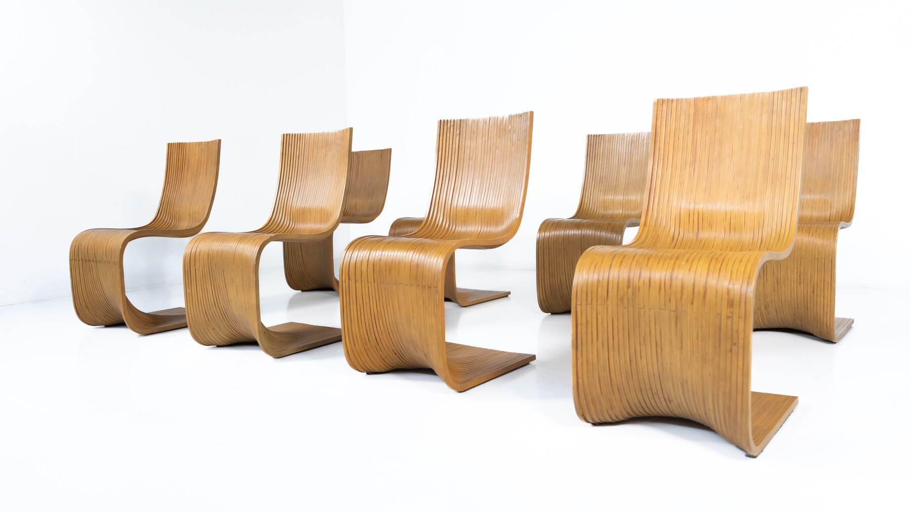 Set of 8 Bamboo Dining Chairs by Alejandro Estrada for Piegatto, 2000s