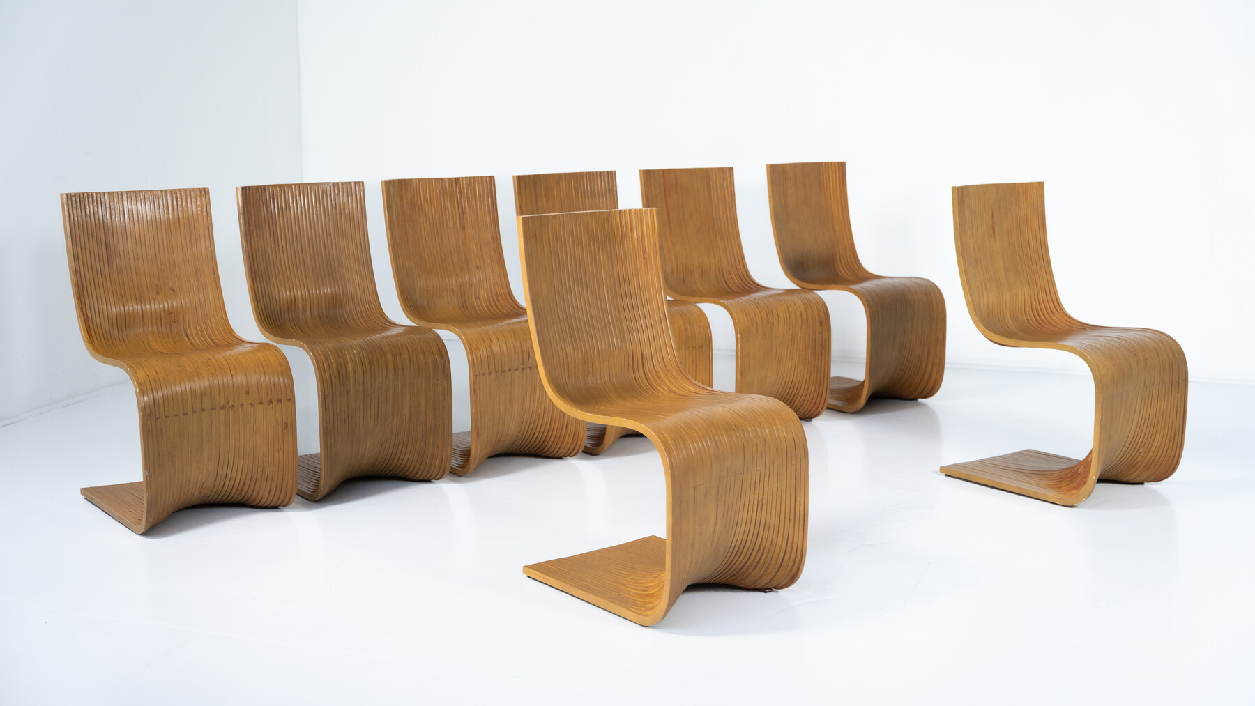 Set of 8 Bamboo Dining Chairs by Alejandro Estrada for Piegatto, 2000s