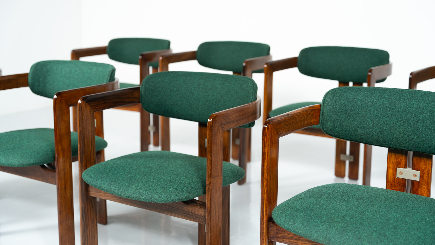 Set of 8 Pamplona Armchairs by Augusto Savini for Pozzi, Italy, 1960s - New Upholstery ( Kvadrat)