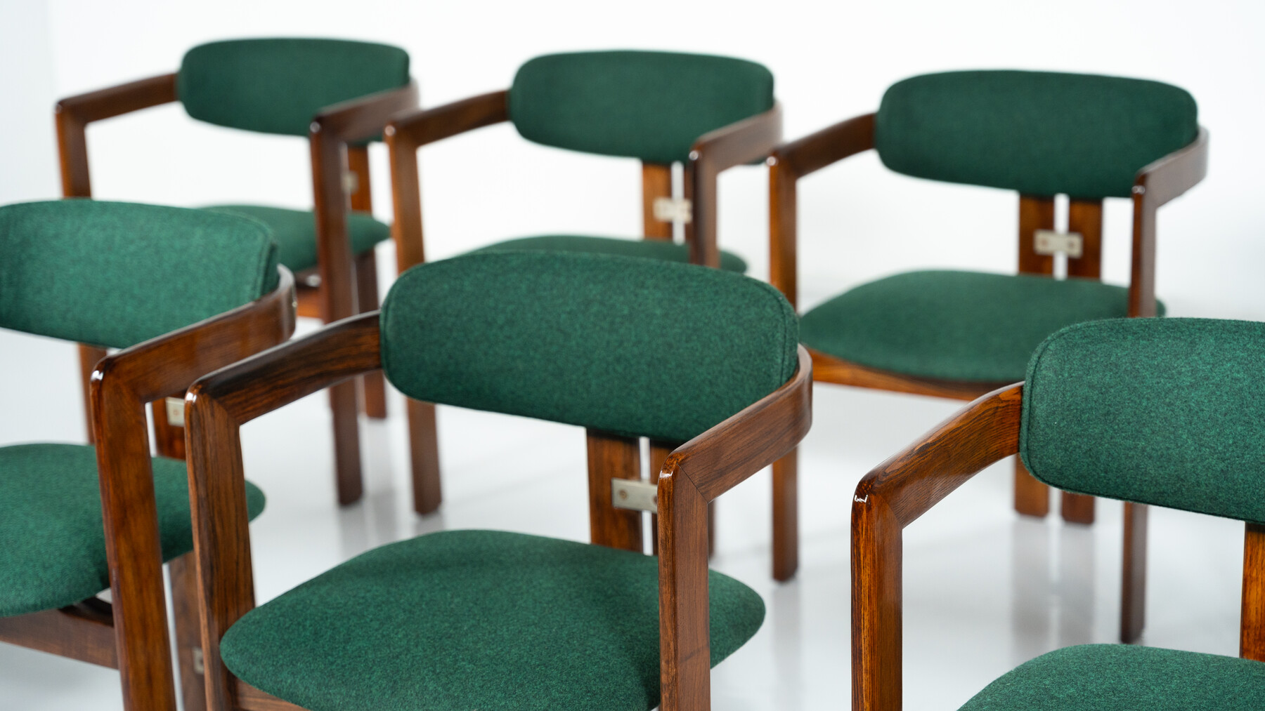 Set of 8 Pamplona Armchairs by Augusto Savini for Pozzi, Italy, 1960s - New Upholstery ( Kvadrat)