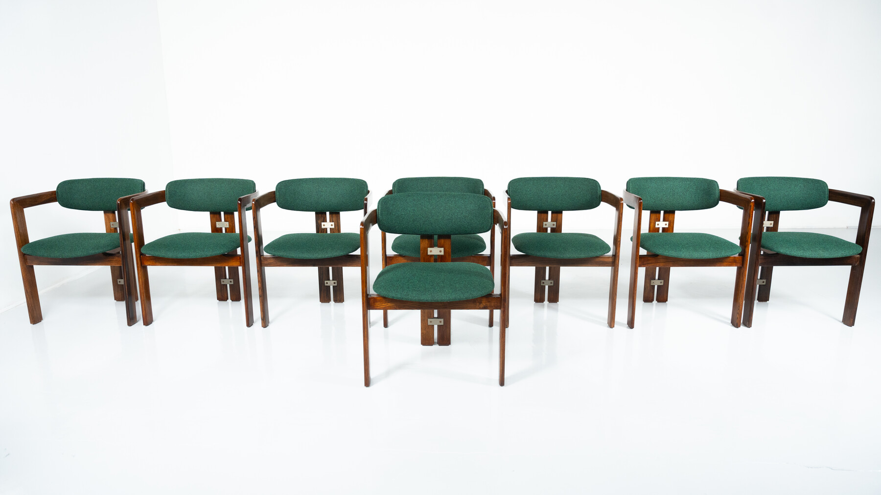Set of 8 Pamplona Armchairs by Augusto Savini for Pozzi, Italy, 1960s - New Upholstery ( Kvadrat)