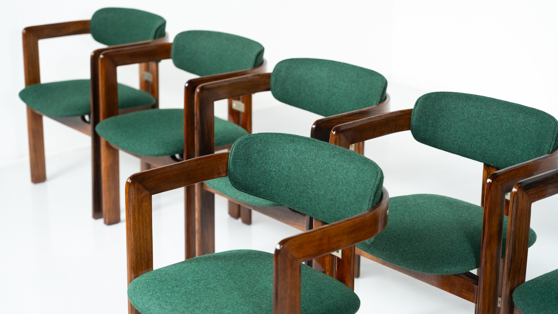 Set of 8 Pamplona Armchairs by Augusto Savini for Pozzi, Italy, 1960s - New Upholstery ( Kvadrat)