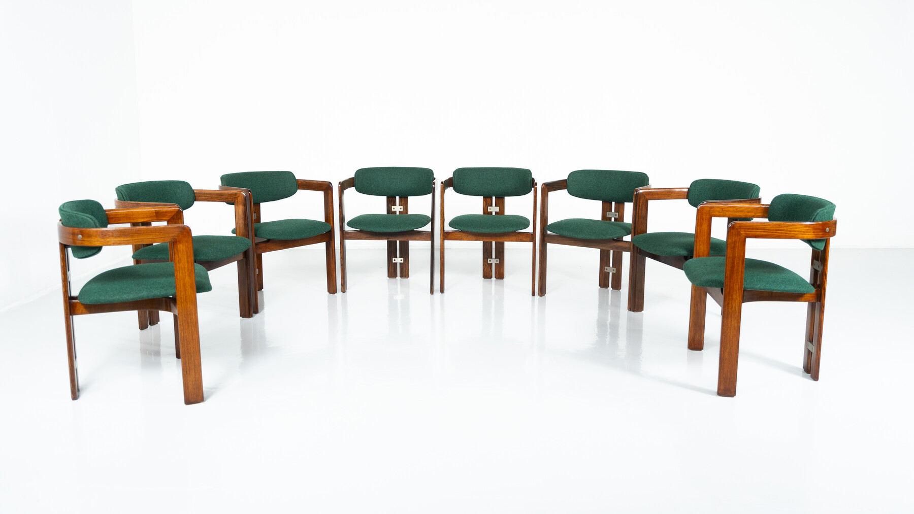 Set of 8 Pamplona Armchairs by Augusto Savini for Pozzi, Italy, 1960s - New Upholstery ( Kvadrat)