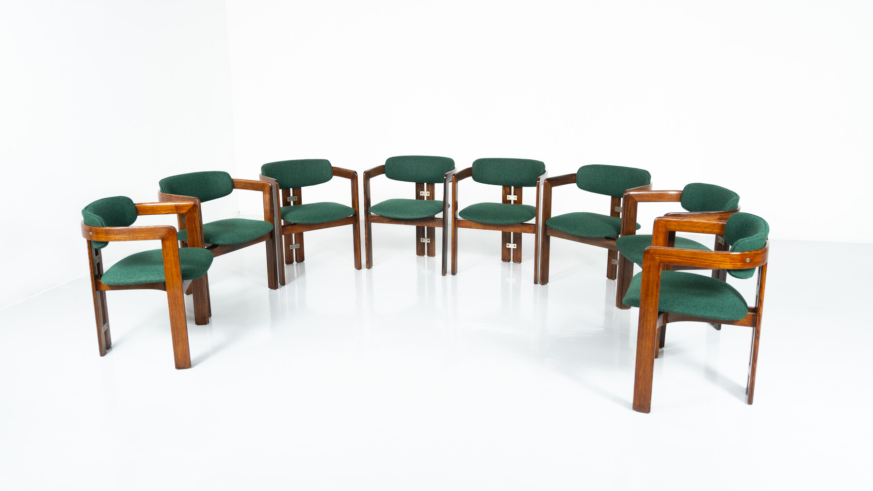 Set of 8 Pamplona Armchairs by Augusto Savini for Pozzi, Italy, 1960s - New Upholstery ( Kvadrat)