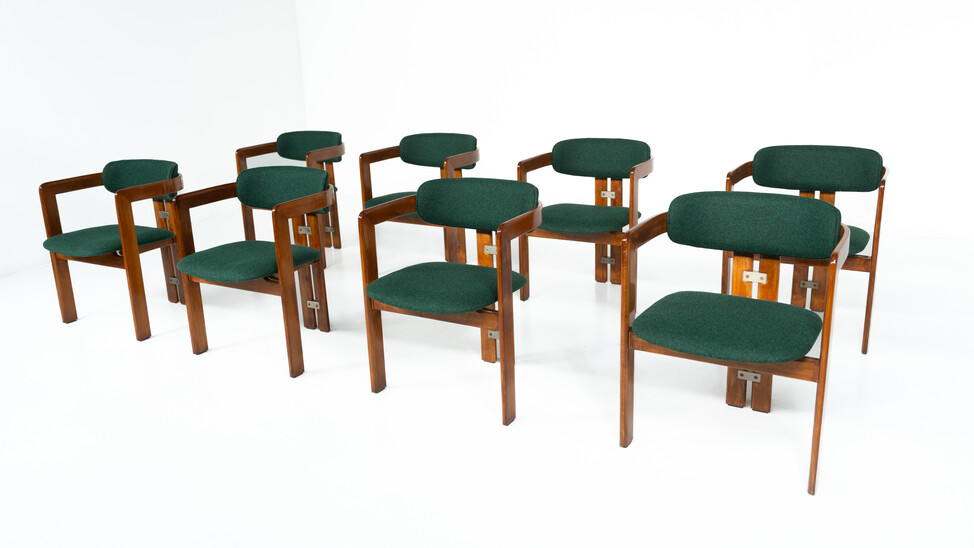 Set of 8 Pamplona Armchairs by Augusto Savini for Pozzi, Italy, 1960s - New Upholstery ( Kvadrat)