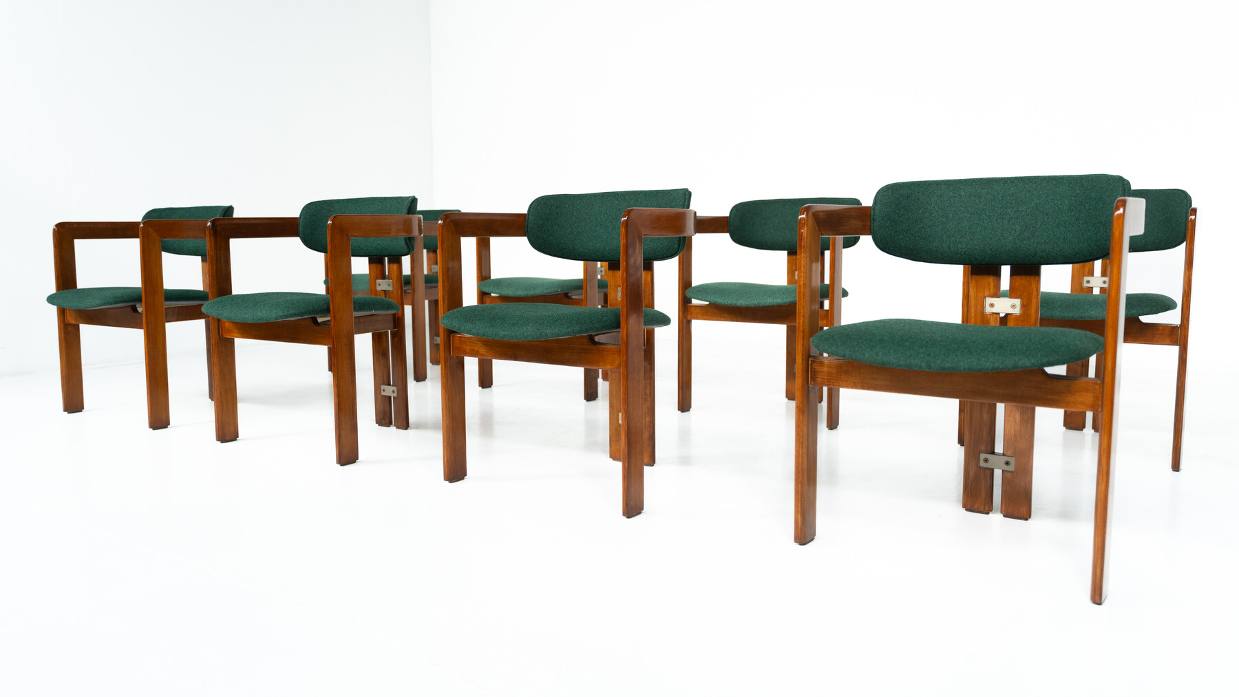 Set of 8 Pamplona Armchairs by Augusto Savini for Pozzi, Italy, 1960s - New Upholstery ( Kvadrat)