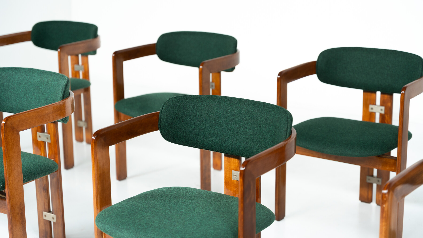 Set of 8 Pamplona Armchairs by Augusto Savini for Pozzi, Italy, 1960s - New Upholstery ( Kvadrat)