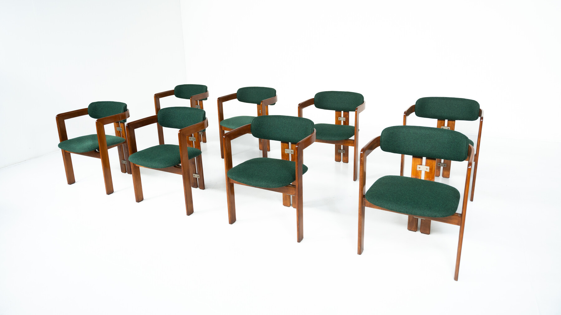 Set of 8 Pamplona Armchairs by Augusto Savini for Pozzi, Italy, 1960s - New Upholstery ( Kvadrat)