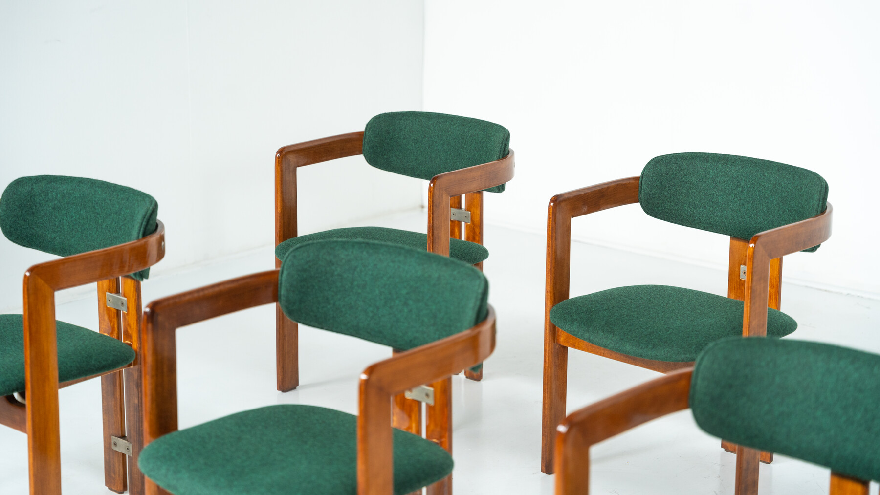 Set of 8 Pamplona Armchairs by Augusto Savini for Pozzi, Italy, 1960s - New Upholstery ( Kvadrat)