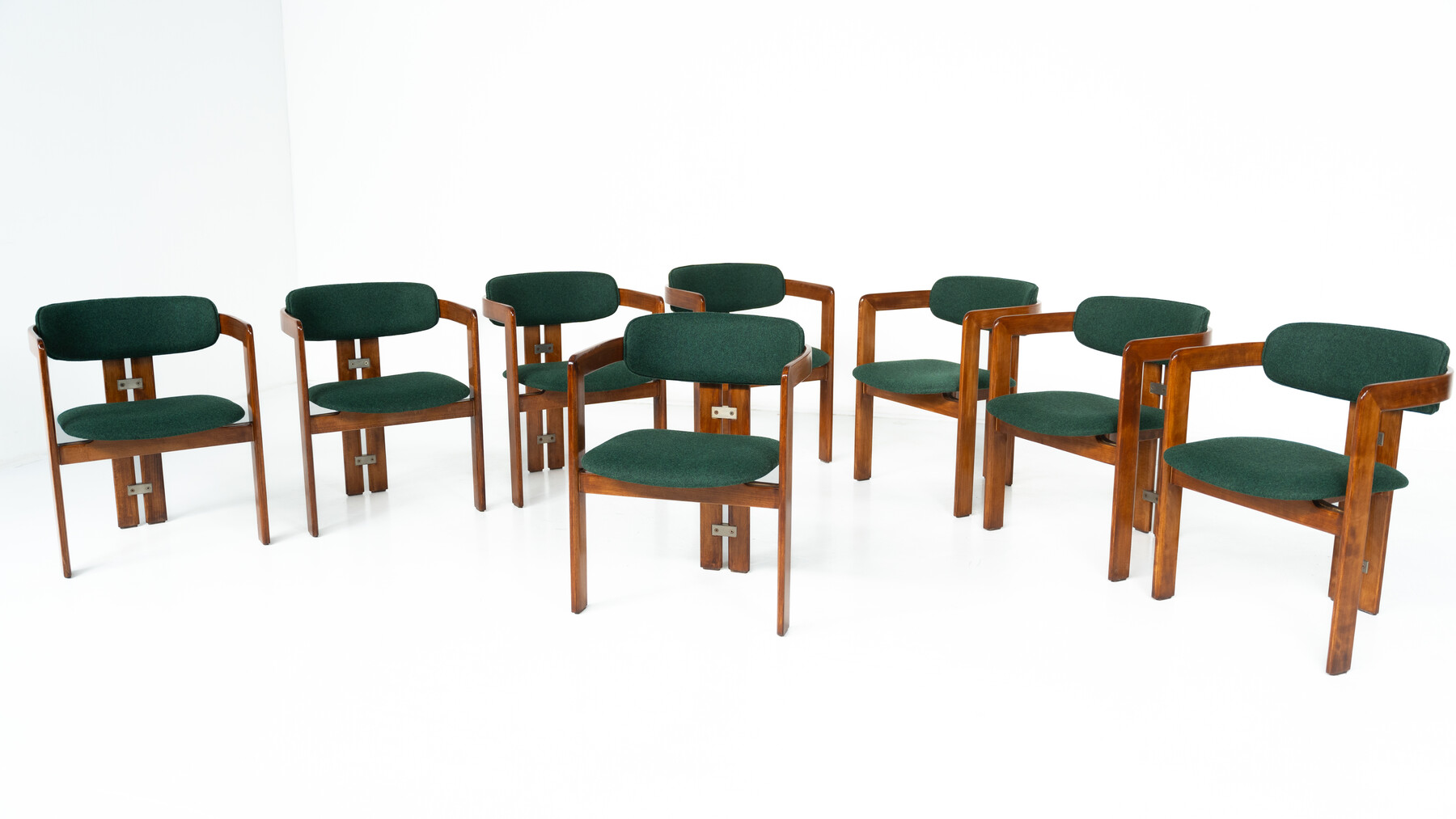 Set of 8 Pamplona Armchairs by Augusto Savini for Pozzi, Italy, 1960s - New Upholstery ( Kvadrat)