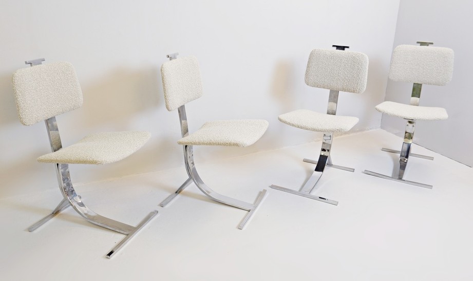 Set Of Four Dining Chairs, New Upholstery, Italy