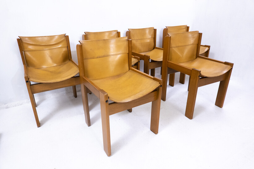 Set of Six Leather Chairs In The Style Of