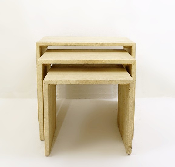 Set Of Three Travertine Nesting Tables