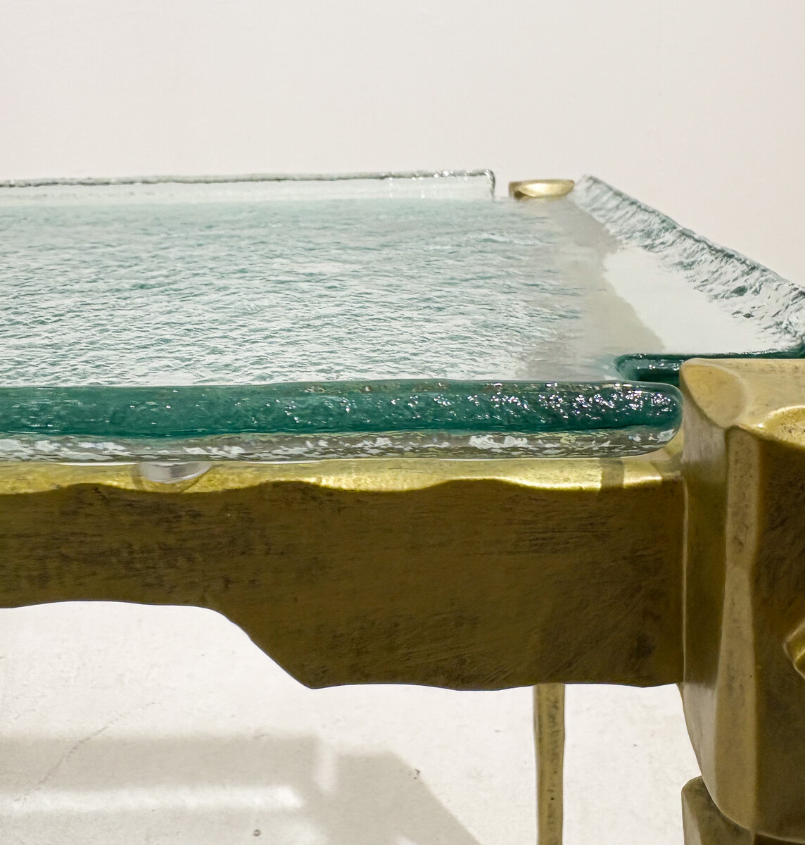 Side Table in the style of Lothar Klute, Brass and Glass