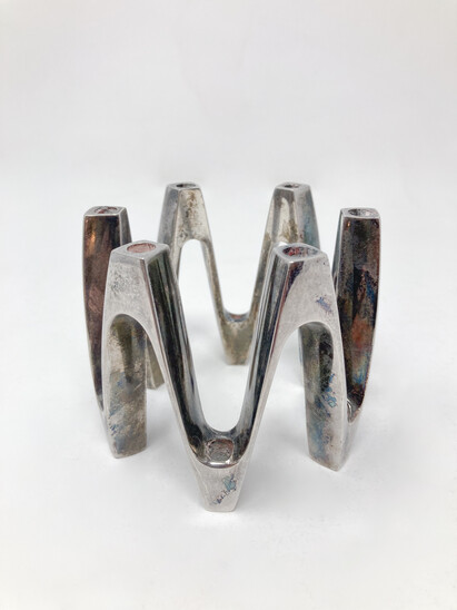 Silvered Metal CandleHolder by Jens Quistgaard, 1970s