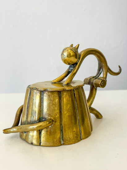 Small Art Deco Brass Cat Box Karl hagenauer, Brass, Austria