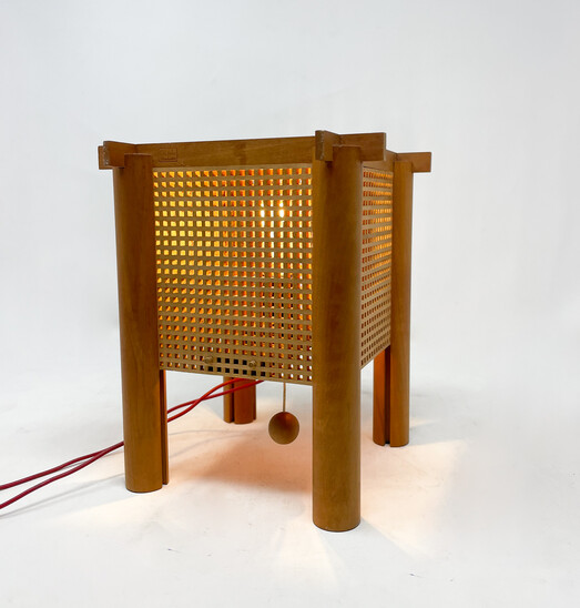 Small Wooden Cube Lamp, Italy, 1960s