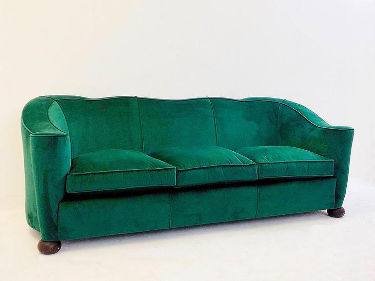Sofa 3 seating by Jules Leleu, France 1940's - New Upholstery