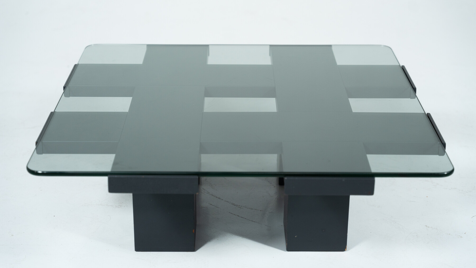 Square Coffee Table, Wood and Glass, Italy, 1960s