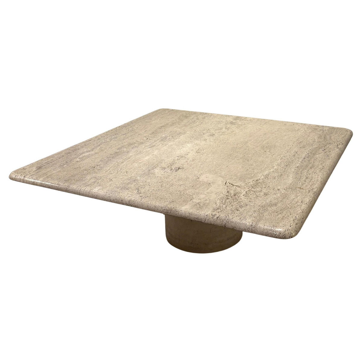 Square Travertine Coffee Table by Angelo Mangiarotti for Up & Up, Italy, 1970s
