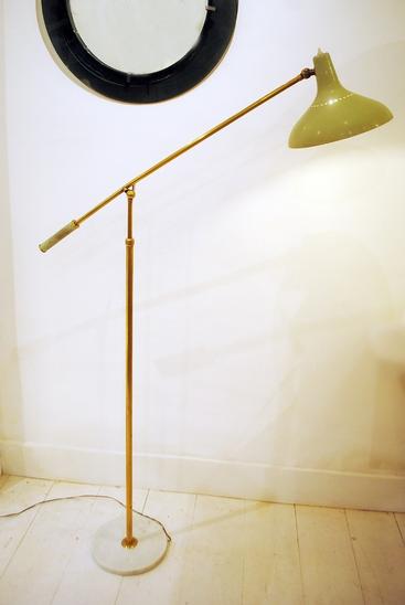 Stilnovo, Adjustable Floor Lamp Brass and Marble, Italy 1950's