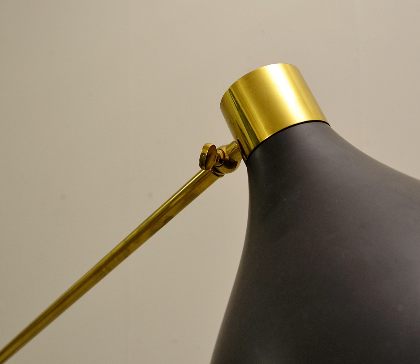 Stilnovo Floor Lamp With Marble Base and  Brass Arm,  1950s