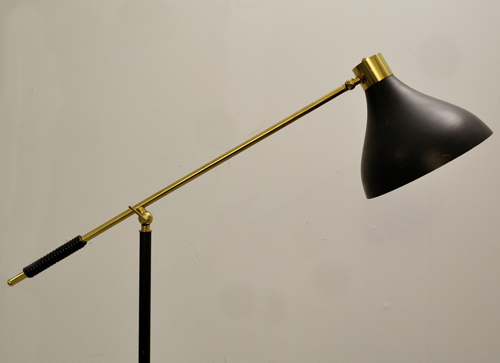 Stilnovo Floor Lamp With Marble Base and  Brass Arm,  1950s