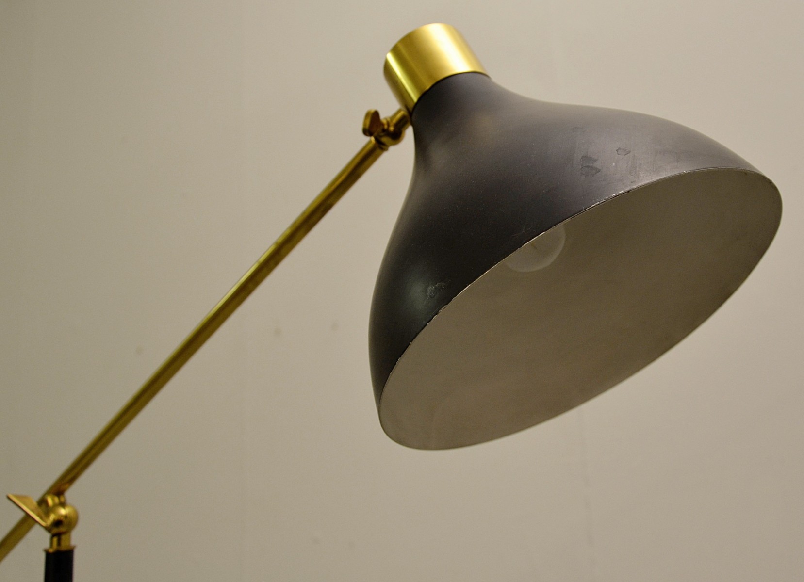 Stilnovo Floor Lamp With Marble Base and  Brass Arm,  1950s