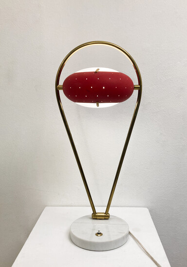 Stilux Italian Red Desk Lamp, Italy, 1950s