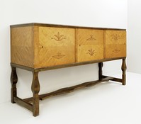 Swedish Birch Art Deco Intarsia Buffet - 1930s