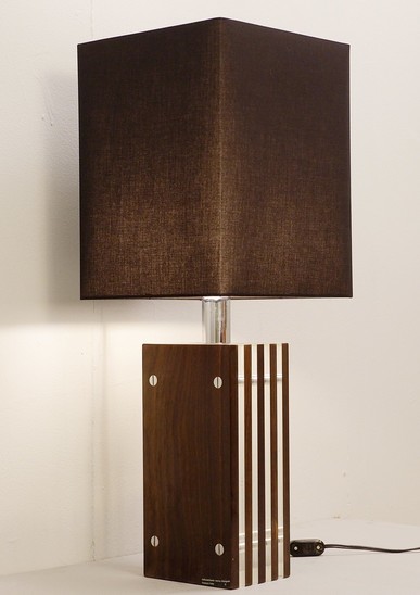 Table Lamp In Lucite And Wood By Felice Antonio Botta For Firenze
