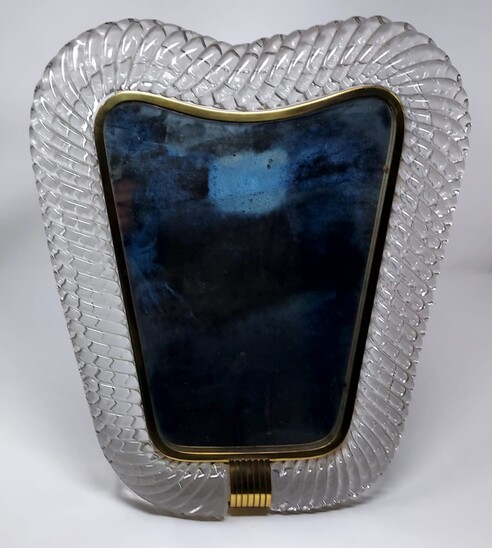 Table Mirror by Barovier & Toso, Murano Glass, Italy, 1940s