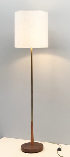Teak And Brass Floor Lamp