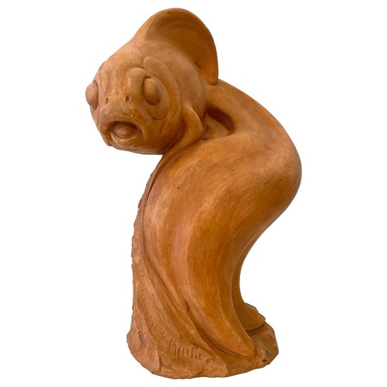 Terracotta Fish sculpture by Raymond de Meester, Belgium, 1940s