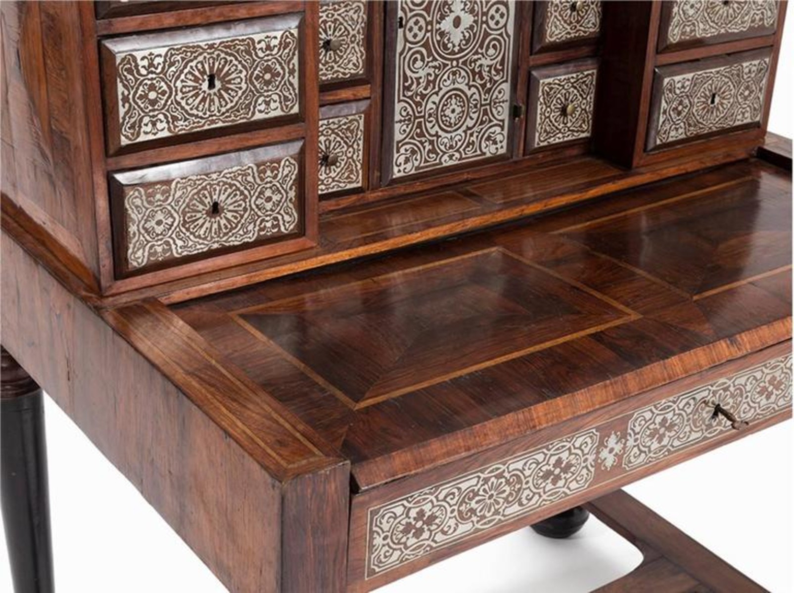 Timeless 18th Century Rosewood And Tin Marquetry Writing Desk
