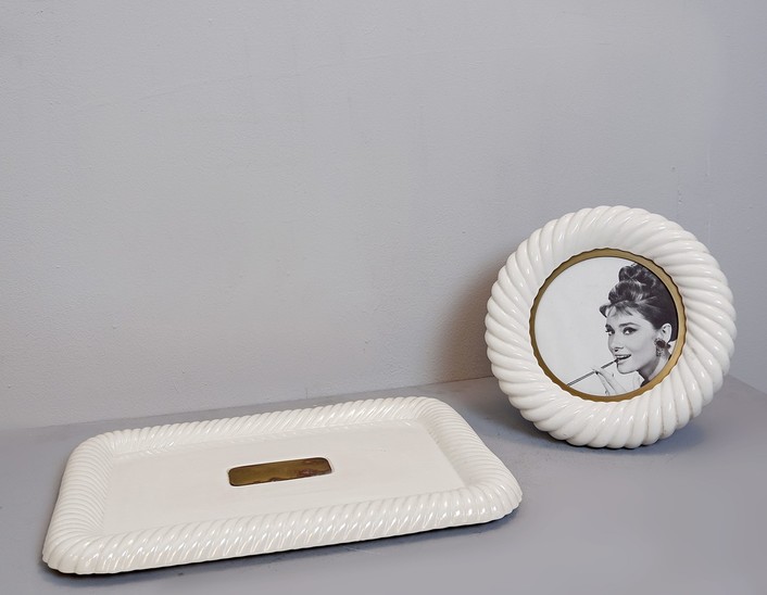 Tommaso Barbi tray and frame Set - Italy, 1970s