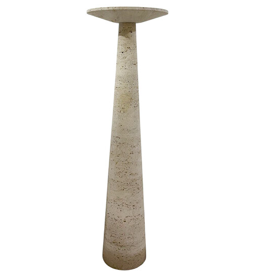 Travertine Pedestal Table, in the style of Angelo Mangiarotti, 1970s