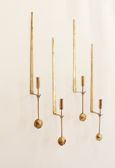 two Pair Of Brass Wall Candle Holders By Forsell For Skultuna