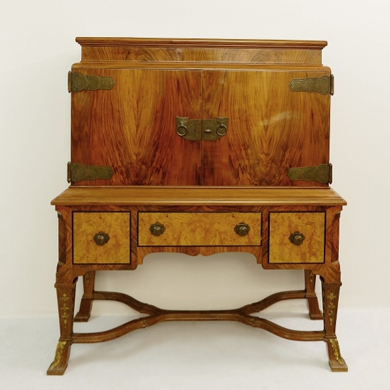 Walnut And Bronze Cabinet By Alfred Chambon - Belgium - 1920s