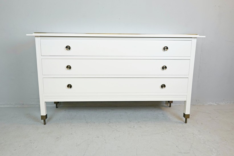 White Chest of Drawers by Carlo di Carli with Mirror Top